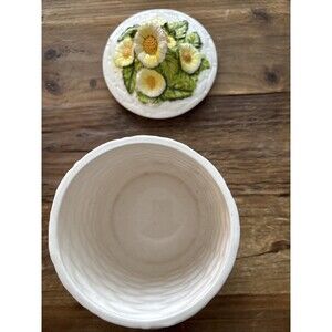 Vintage Lefton DAISY WEAVE PORCELAIN CANISTER MCM Cottagecore Grannycore Country